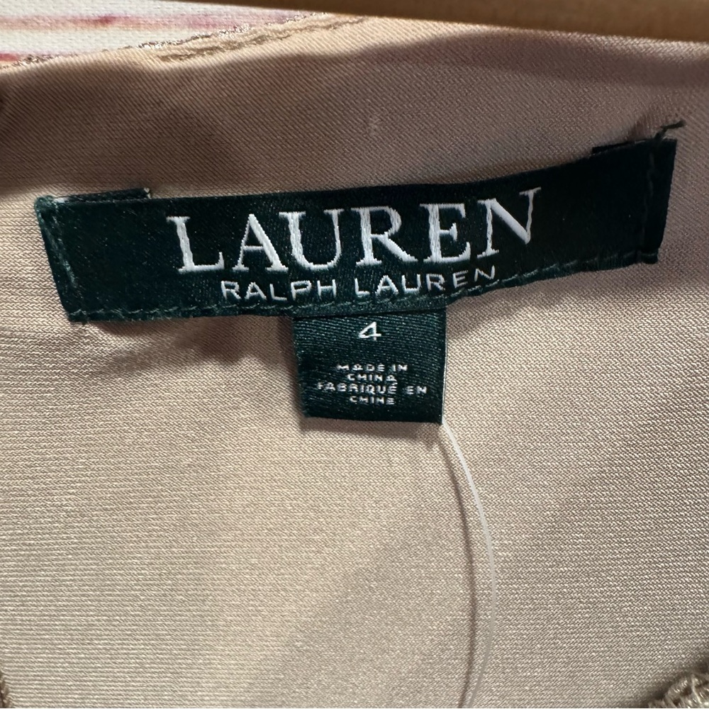 NWT Lauren Ralph Lauren Metallic Cowl Neck Sheath Dress Sz 4 - Picture 7 of 14